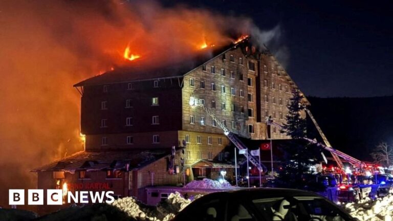 What caused a hotel fire at a Turkish ski resort?