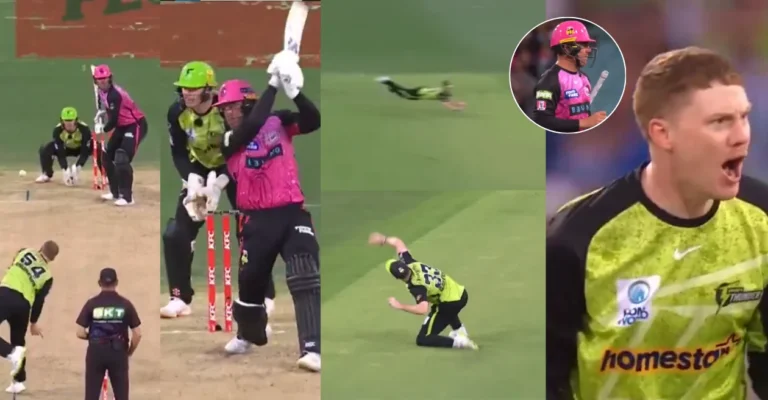 WATCH: George Garton takes a blinder to dismiss Moises Henriques in BBL Challenger game |14