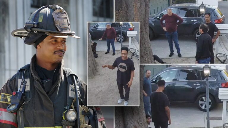 Chicago Fire actor Brian J. White helps catch an illegal immigrant with a blowtorch near the LA Fire Department.