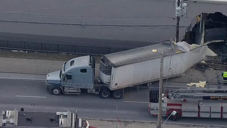 6 injured after tractor trailer, dump truck crashes into NJ target.