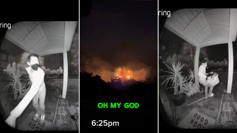 A Los Angeles couple’s video doorbell was a terrifying escape as the Eaton Fire approached their home.