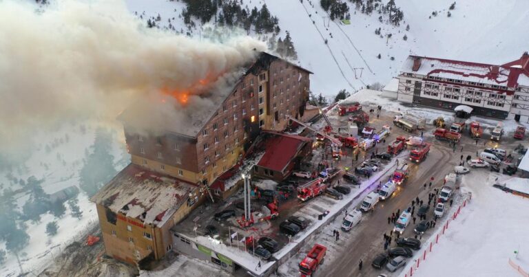 At least 10 people have been killed and dozens injured in a fire at a Turkish ski hotel.